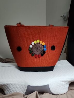 Orange Decorative Circle Tote Bag